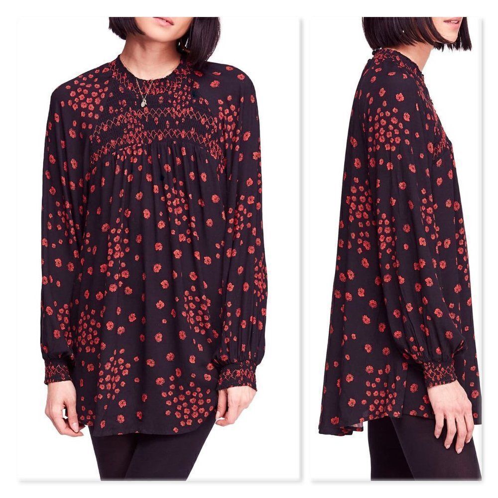 Free People Flowers in Her Hair Smocked Tunic Top